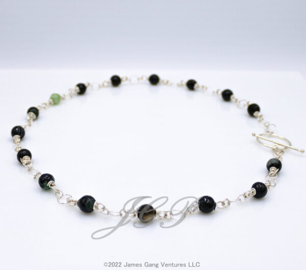 Black & Green Agate Double Loop Necklace - Image 3