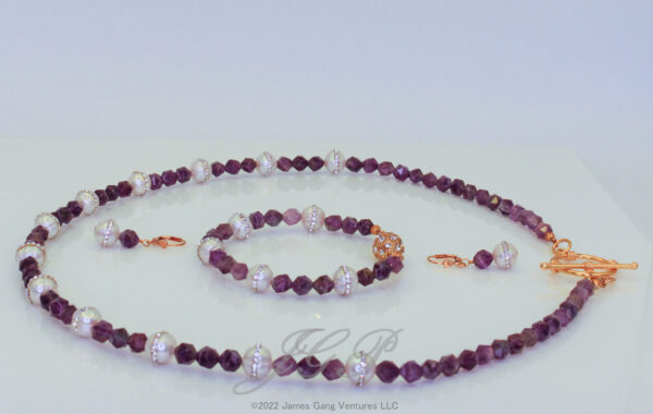 Amethyst & Pave` Pearl Set