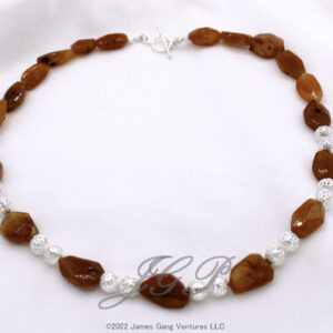 Carnelian Nugget & Filigree Silver-Plated Bead Necklace