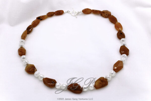 Carnelian Nugget & Filigree Silver-Plated Bead Necklace