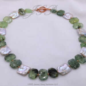 Prehnite & Keshi Pearl with Rose Gold Beads Set