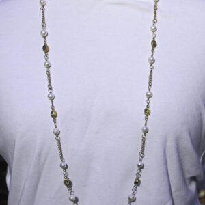 Peridot & White Pearl Drop Gold-Plated Necklace