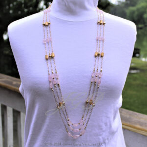 Morganite and Rose Gold Multi-strand Necklace